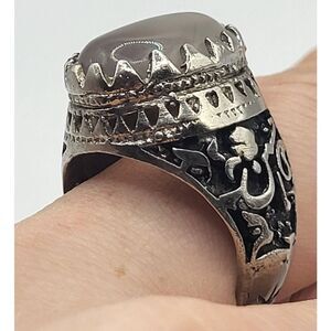 Selenite Islamic Men's Ring Size 10 Chunky Ring
